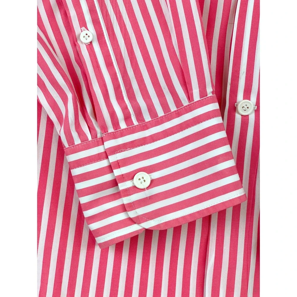Boggi Milano Mens Pink White Striped Spread Collar Button Down New Classic Shirt